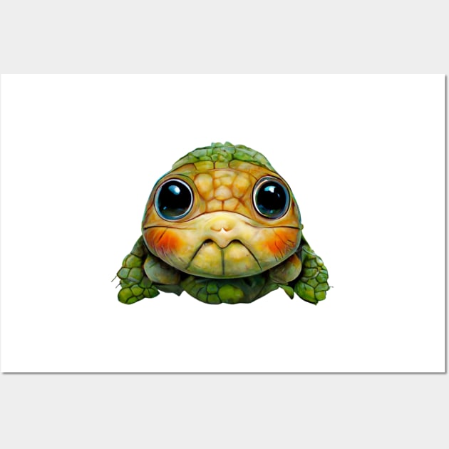 Turtle cute Sad Wall Art by JequiPrint